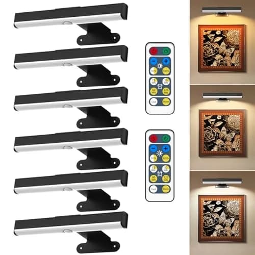 EUIOKUN Wireless Picture Light with Remote | Battery Operated Wall Sconces for Wall Decor thumbnail 1