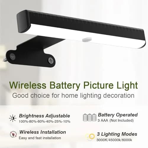 EUIOKUN Wireless Picture Light with Remote | Battery Operated Wall Sconces for Wall Decor thumbnail 5