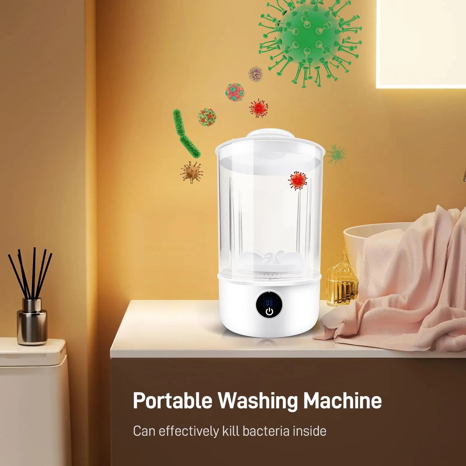 SUNHAIXIA White Washer FC243B Portable Mini Washing Machine | Compact Deep Cleans Underwear, Baby Clothes, Small Laundry (White) - view 8