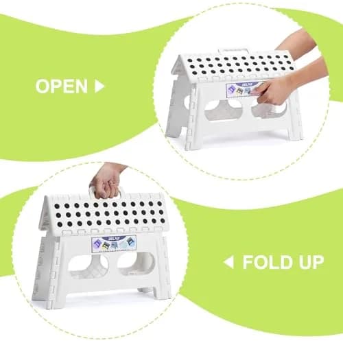 Delxo Folding Step Stool 9 inch (22.86 cm) | Extra Wide 15-inch Platform for Kids & Adults, 300 Lbs Capacity thumbnail 6