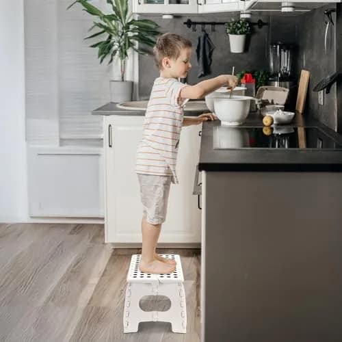 Delxo Folding Step Stool 9 inch (22.86 cm) | Extra Wide 15-inch Platform for Kids & Adults, 300 Lbs Capacity thumbnail 2
