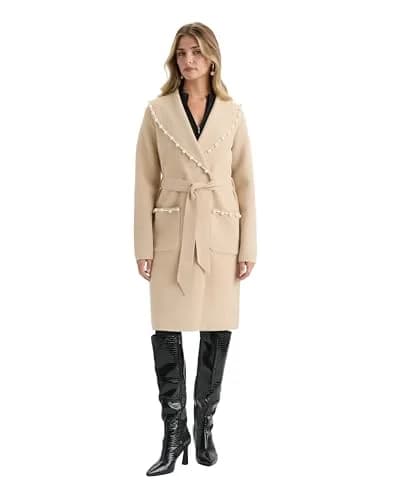 NVLT Women’s Mink Eyelash Wrap Coatigan with Pearl Trim | Feminine Modern Layer (70-120 chars) thumbnail 1