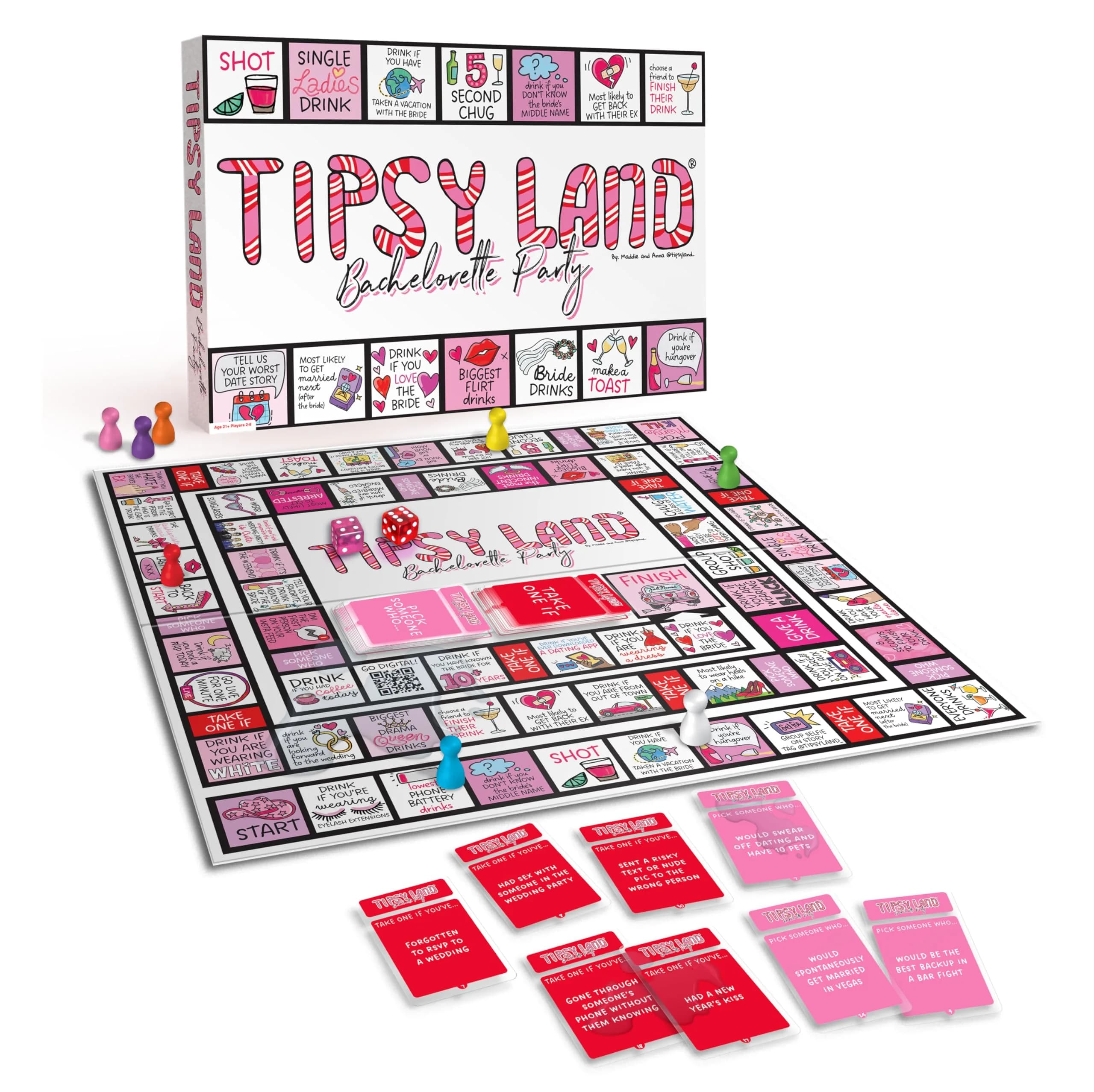 TIPSY LAND Bachelorette Edition | Adult Party Board Game for Groups 3-8 Players