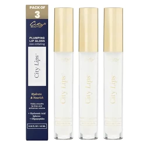 City Beauty City Lips Clear Plumping Lip Gloss 0.48 Fl Oz | Hyaluronic Acid & Peptides thumbnail 1