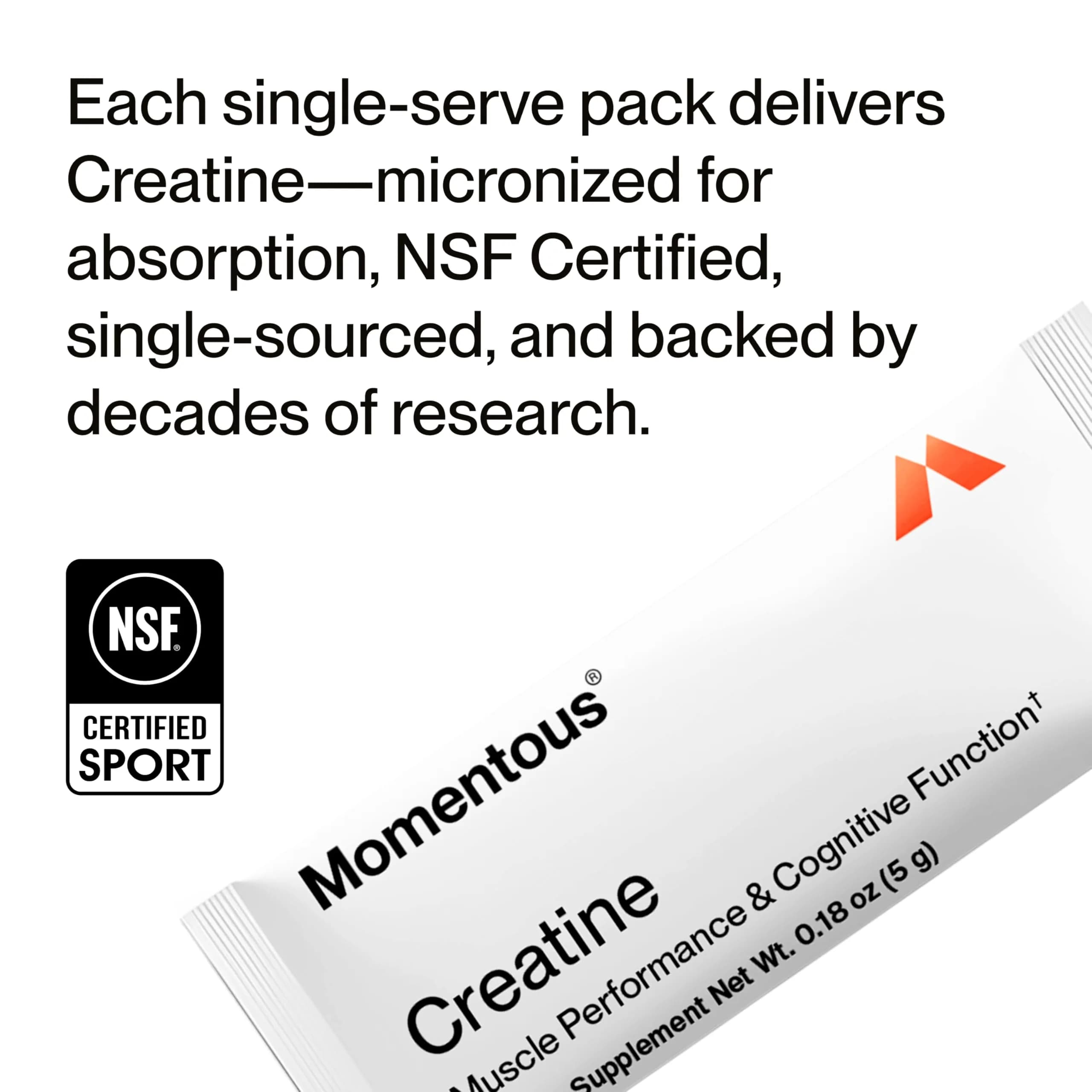 Momentous Creatine Monohydrate Powder 5g per Serving, Unflavored | NSF Certified for Sport - view 6