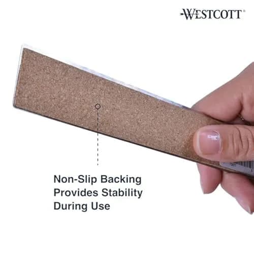 Westcott Stainless Steel Ruler Set with Non-Slip Cork Backing, Easy to Read Etched Markings, Flexible and Sturdy Design, for Crafting, Office, Classroom, Back to School Supplies, 12-Inch, 3 Pack thumbnail 4