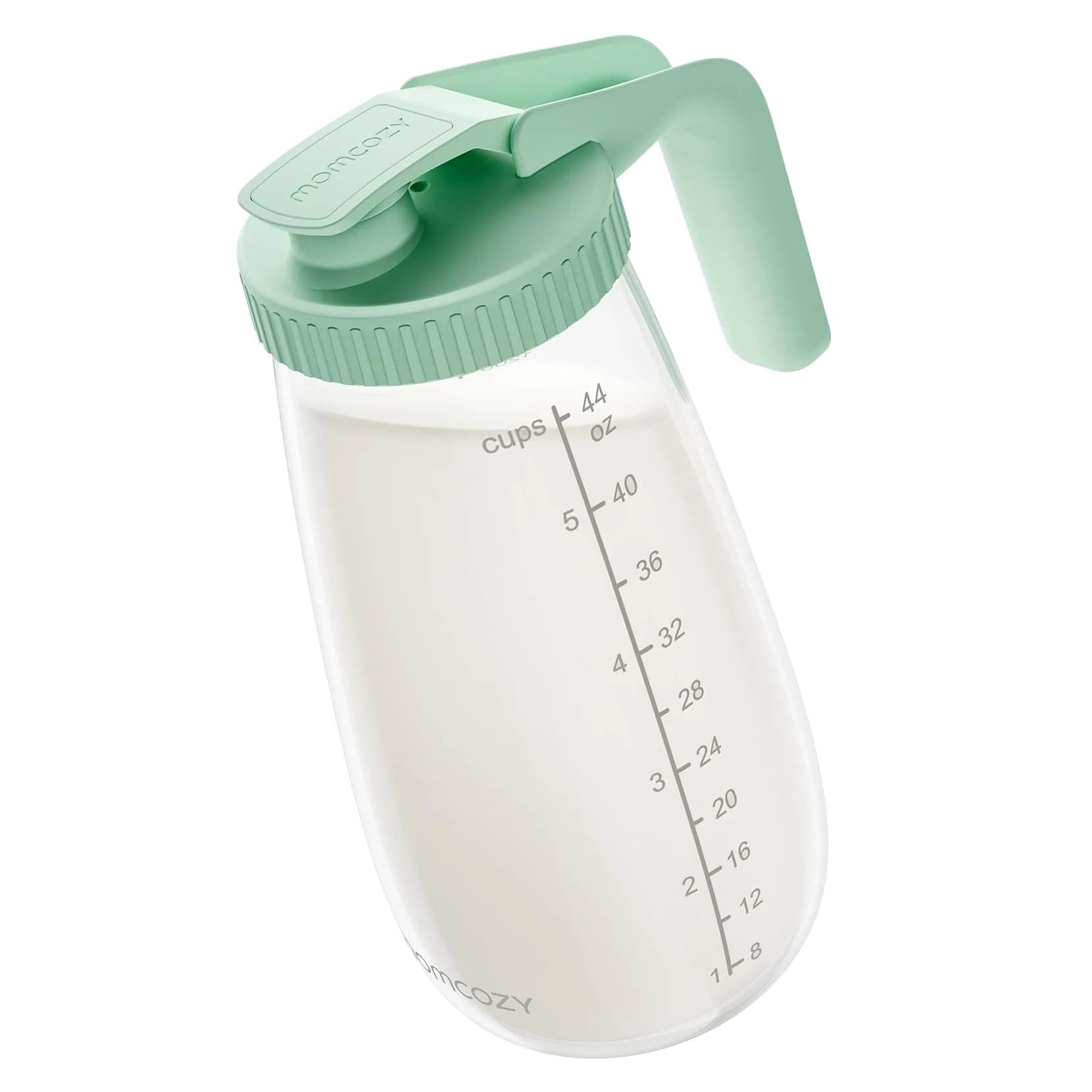 Momcozy Green 48 Ounce Glass Breast Milk Pitcher | Heat-Resistant, Leak-Proof, BPA-Free - main product image