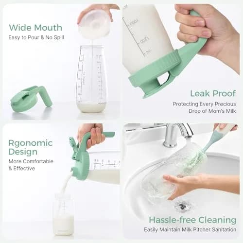 Momcozy Glass Breast Milk Pitcher 1.4 L (48oz) | BPA-Free, Leak-Proof, Wide Mouth for High Supply thumbnail 5