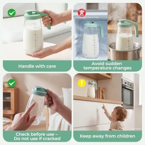 Momcozy Glass Breast Milk Pitcher 1.4 L (48oz) | BPA-Free, Leak-Proof, Wide Mouth for High Supply thumbnail 6