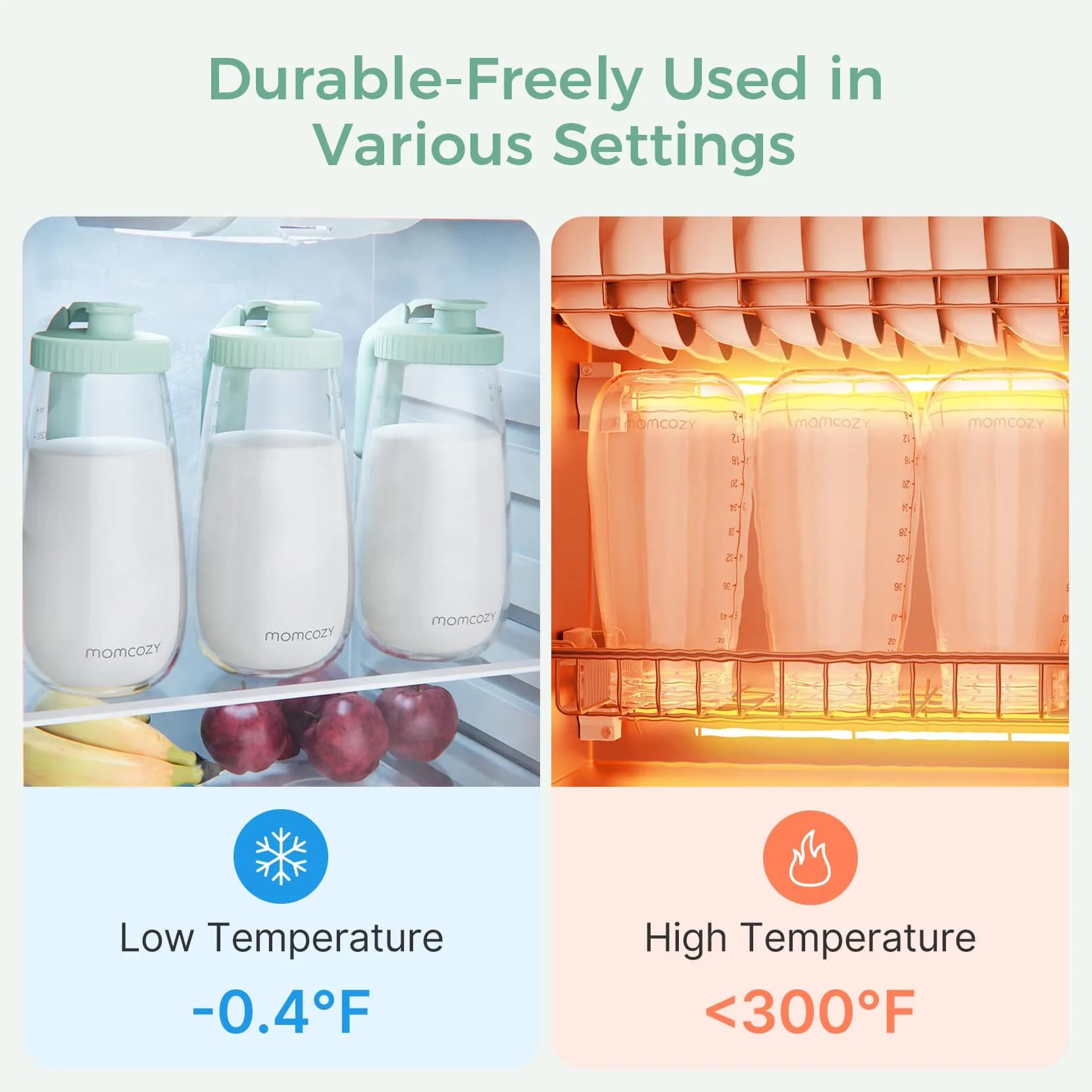 Momcozy Green 48 Ounce Glass Breast Milk Pitcher | Heat-Resistant, Leak-Proof, BPA-Free - view 4