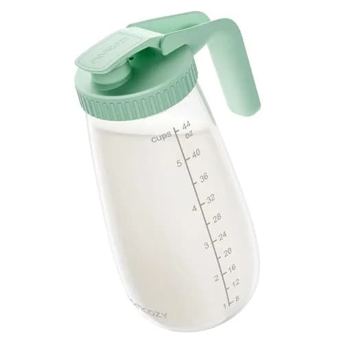 Momcozy Glass Breast Milk Pitcher 946ml (32oz) | Heat-Resistant, Leak-Proof, BPA-Free — Green / 48 Ounce