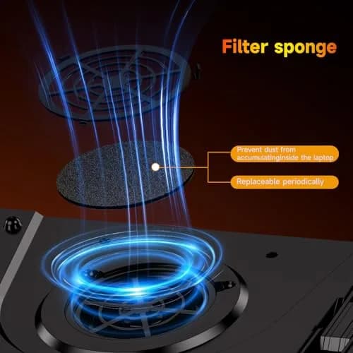 IETS GT300 Upgraded Laptop Cooling Pad with Adjustable Stand, Turbo Boosted Cooler for Rapid Cooling 10-17inch Gaming Laptop, Flexible Sealing Ring, Air Filtration & USB Hub thumbnail 5