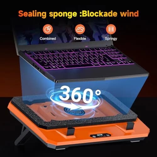 IETS GT300 Upgraded Laptop Cooling Pad with Adjustable Stand, Turbo Boosted Cooler for Rapid Cooling 10-17inch Gaming Laptop, Flexible Sealing Ring, Air Filtration & USB Hub thumbnail 3