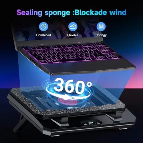 IETS GT300 Upgraded Laptop Cooling Pad with Adjustable Stand & Air Filter | 10-17 inch Gaming Laptop Cooler thumbnail 3
