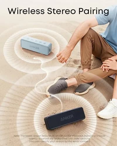 Anker Soundcore 2 Portable Bluetooth Speaker, 12W Stereo Sound, IPX7 Waterproof, 24H Playtime | Baby Blue thumbnail 4