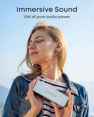 Anker Soundcore 2 Portable Bluetooth Speaker, 12W Stereo Sound, IPX7 Waterproof, 24H Playtime | Baby Blue thumbnail 3
