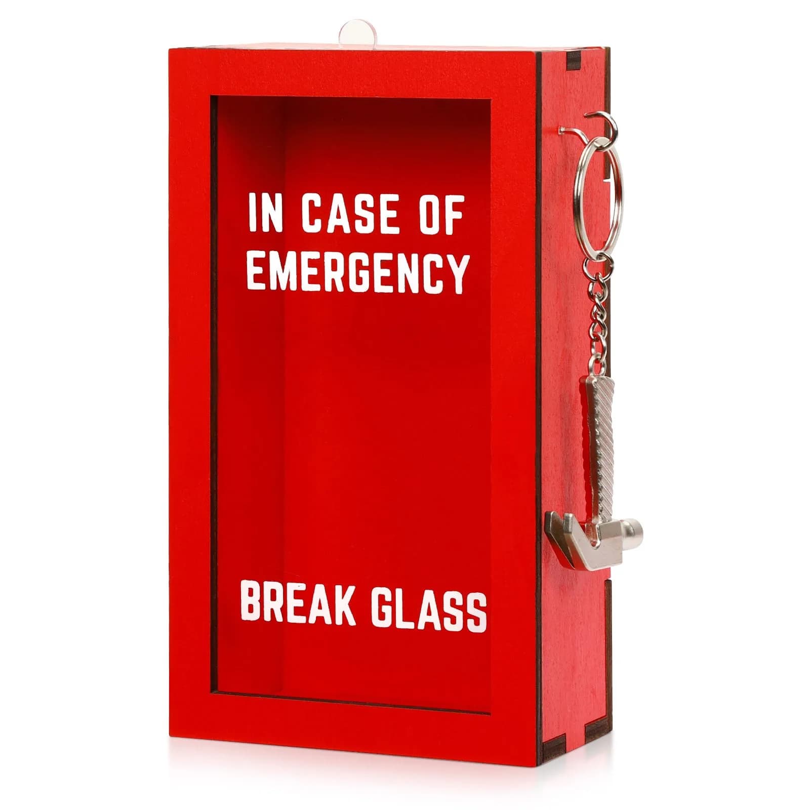 JULEASEL Break in Case of Emergency Box with Hammer, Red Acrylic Front, 9.8cm W x 16.9cm H x 5.2cm D | Unique Personalized Gift Box — Personalized Emergency Box