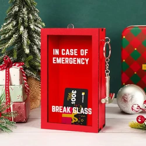 JULEASEL Break in Case of Emergency Box with Hammer, Red Acrylic Front, 9.8cm W x 16.9cm H x 5.2cm D | Unique Personalized Gift Box thumbnail 2