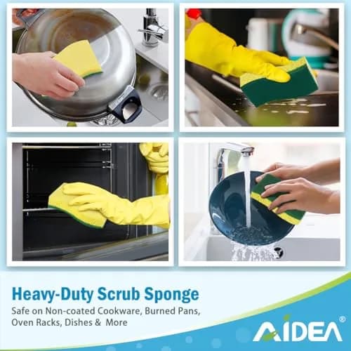 AIDEA Kitchen Sponges, 9-Count Pack | Heavy-Duty Scrub Sponge with Dual-Sided Cleaning thumbnail 5