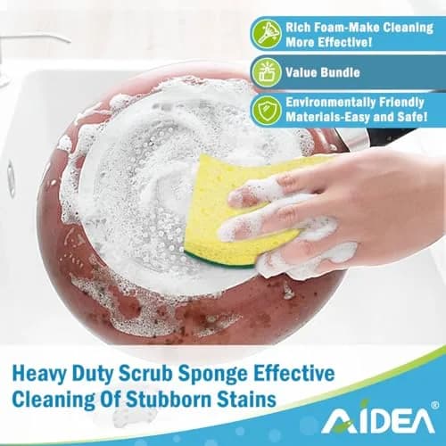 AIDEA Kitchen Sponges, 9-Count Pack | Heavy-Duty Scrub Sponge with Dual-Sided Cleaning thumbnail 6