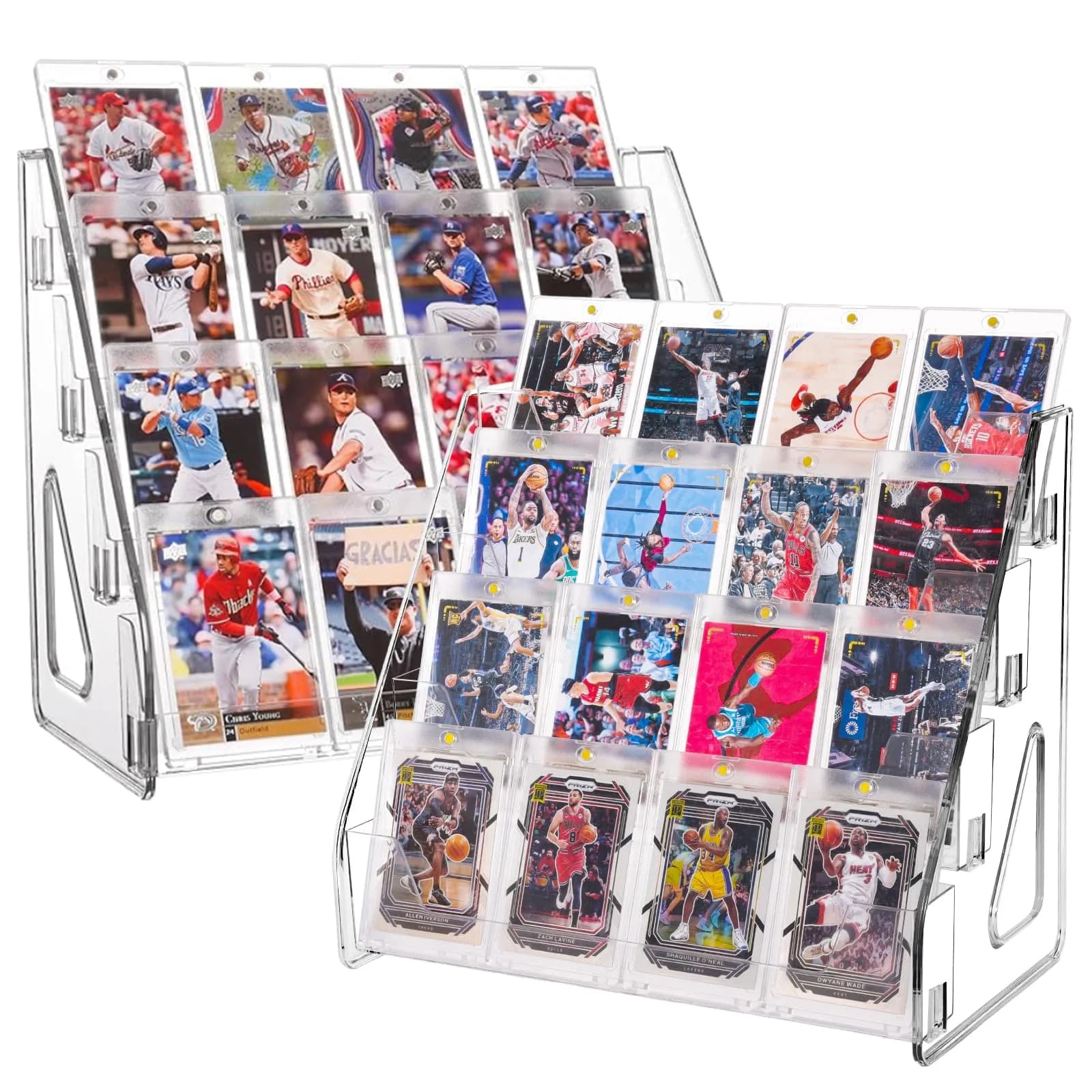 CELSOL Clear Acrylic Card Display Stand 4 Tier 2 Pack | Holds Graded Slabs & Trading Cards - main product image