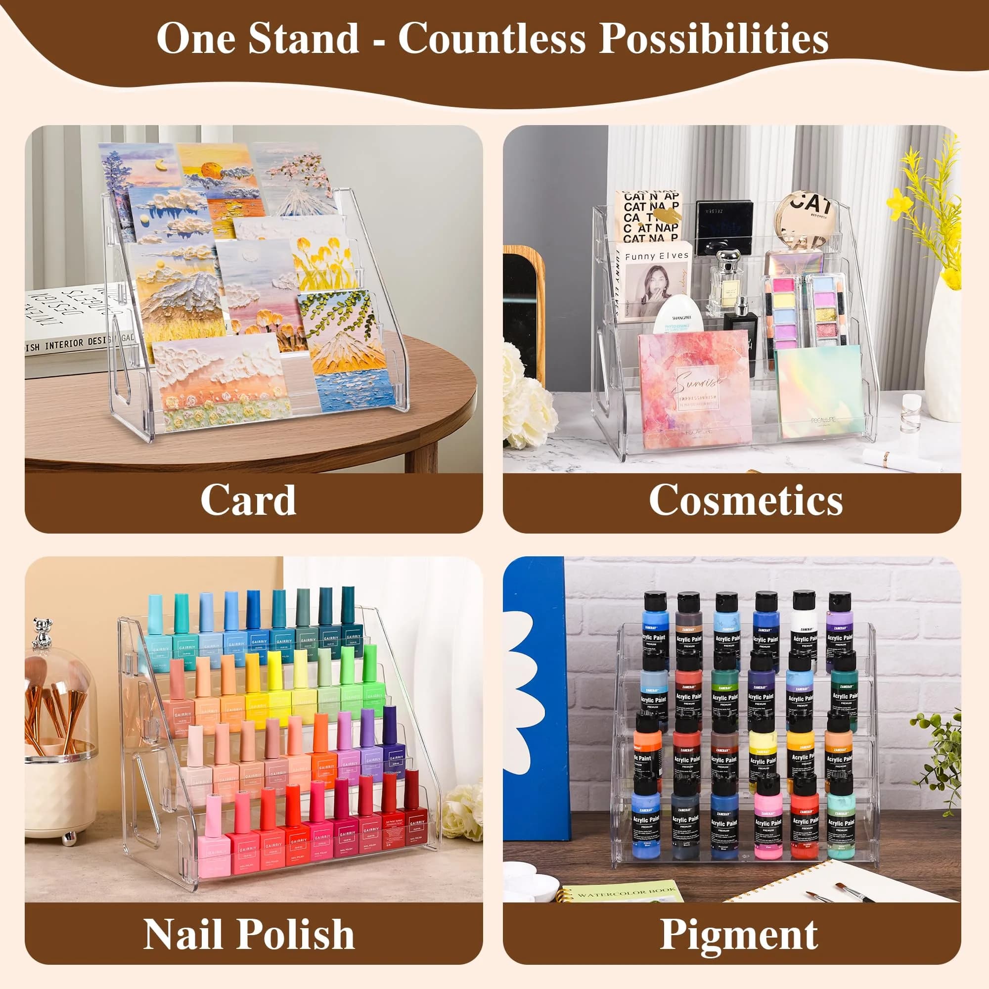 CELSOL Clear Acrylic Card Display Stand 4 Tier 2 Pack | Holds Graded Slabs & Trading Cards - view 7