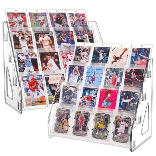 CELSOL Clear Acrylic Card Display Stand 4 Tier 2 Pack | Holds Graded Slabs & Trading Cards thumbnail 1