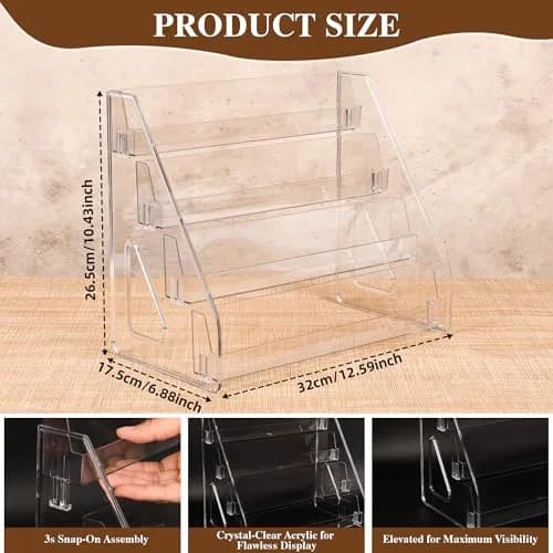 CELSOL Clear Acrylic Card Display Stand 4 Tier 2 Pack | Holds Graded Slabs & Trading Cards thumbnail 2