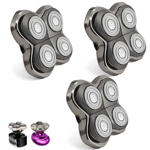 VODOZAVA 3-Pack Pro 4 Shaver Replacement Heads for Skull, Self-Sharpening Blades, Silver thumbnail 1