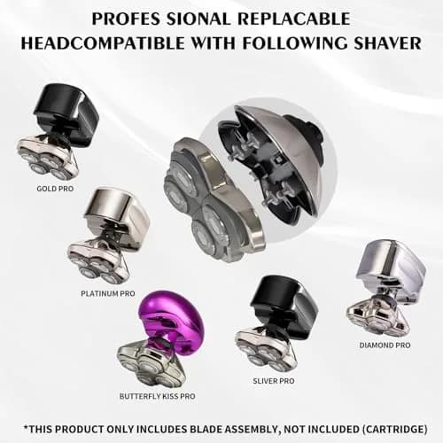 VODOZAVA 3-Pack Pro 4 Shaver Replacement Heads for Skull, Self-Sharpening Blades, Silver thumbnail 2