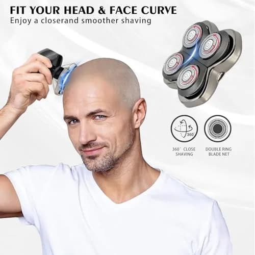 VODOZAVA 2Pack Pro 4 Shaver Replacement Heads for Skull, Self-Sharpening Blades, Silver PRO | Compatible with Pitbull Gold PRO thumbnail 3
