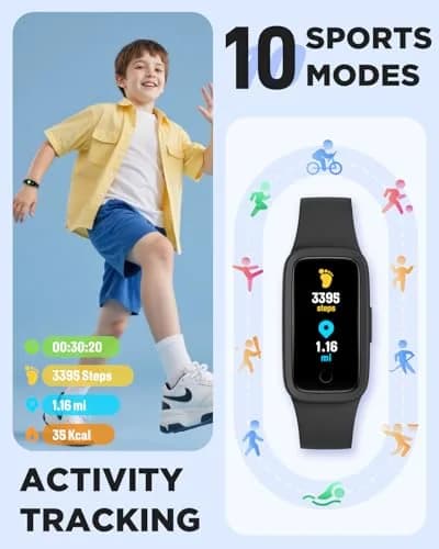 BIGGERFIVE Vigor Kids Fitness Tracker Watch AMOLED Screen, 3ATM Waterproof | No Phone Needed, Heart Rate & Sleep Monitor thumbnail 4