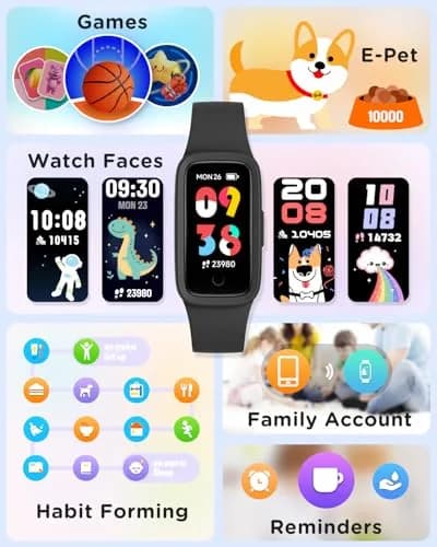 BIGGERFIVE Vigor Kids Fitness Tracker Watch AMOLED Screen, 3ATM Waterproof | No Phone Needed, Heart Rate & Sleep Monitor thumbnail 8