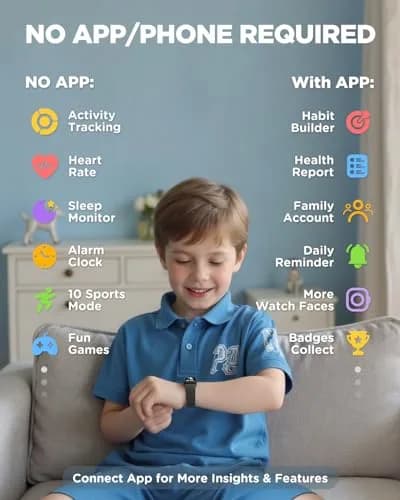 BIGGERFIVE Vigor Kids Fitness Tracker Watch AMOLED Screen, 3ATM Waterproof | No Phone Needed, Heart Rate & Sleep Monitor thumbnail 3