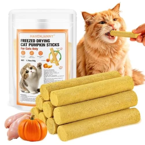 HavenJanny Freeze-Dried Chicken & Pumpkin Cat Treats, 50g (1.76 oz) | Digestive Support & Teeth Cleaning thumbnail 1