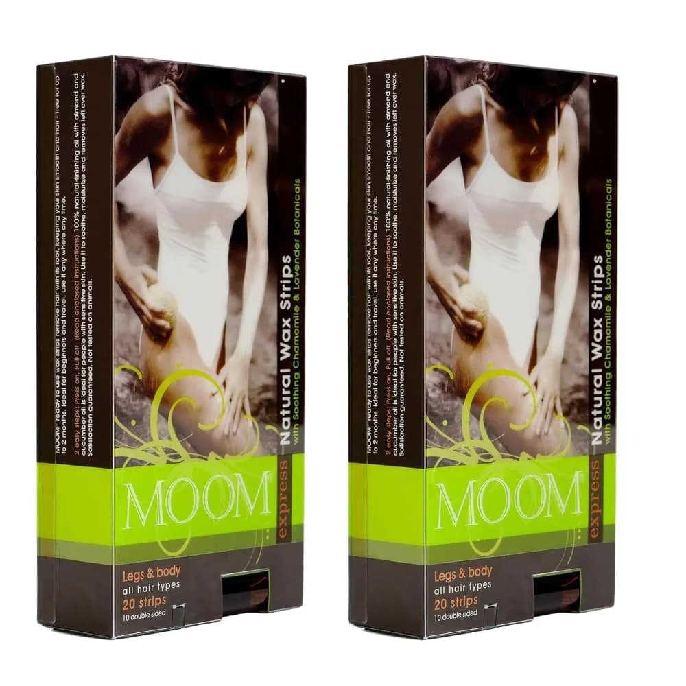 MOOM Ready to Use Wax Strips - Body & Legs Strips - 20 Count (Pack of 2) | Gentle, Travel-Friendly Hair Removal