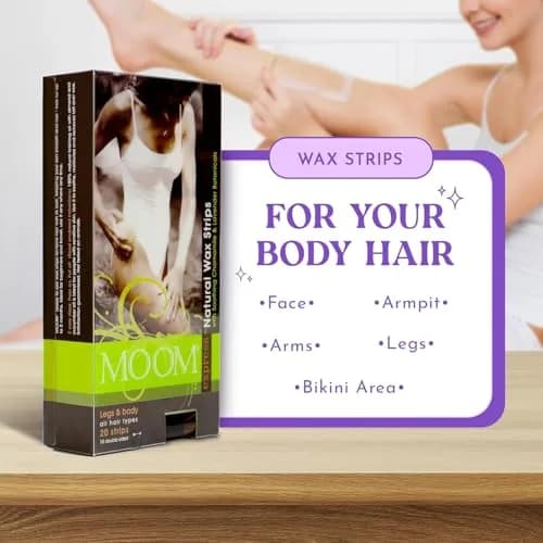 MOOM Ready to Use Wax Strips - Body & Legs Strips - 20 Count (Pack of 2) | Gentle, Travel-Friendly Hair Removal thumbnail 6