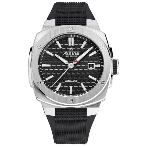 Alpina Men's Automatic Alpiner Watch, Black Rubber Strap, Black Dial, Date | Rugged Sport Design thumbnail 1
