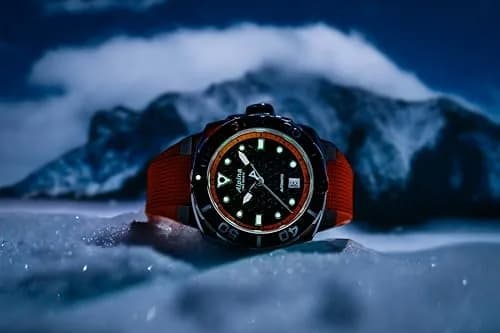Alpina Men's Automatic Seastrong Watch, Orange Rubber Strap, Black Dial, Date thumbnail 2
