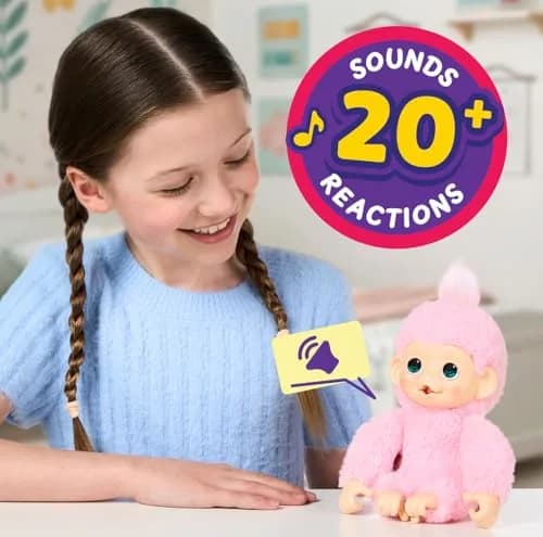 Little Live Pets My Baby Monkey Minis Luna Lemon Interactive Plush Toy | 18.8 cm (7.4") thumbnail 4