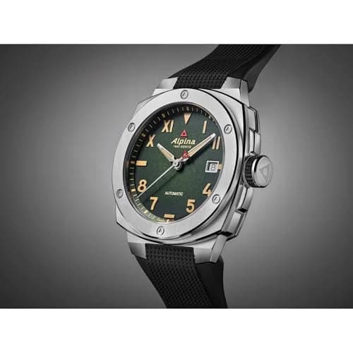 Alpina Men's Automatic Alpiner Watch, Green Dial, Black Rubber Strap, 39mm | Water-Resistant 200M thumbnail 2