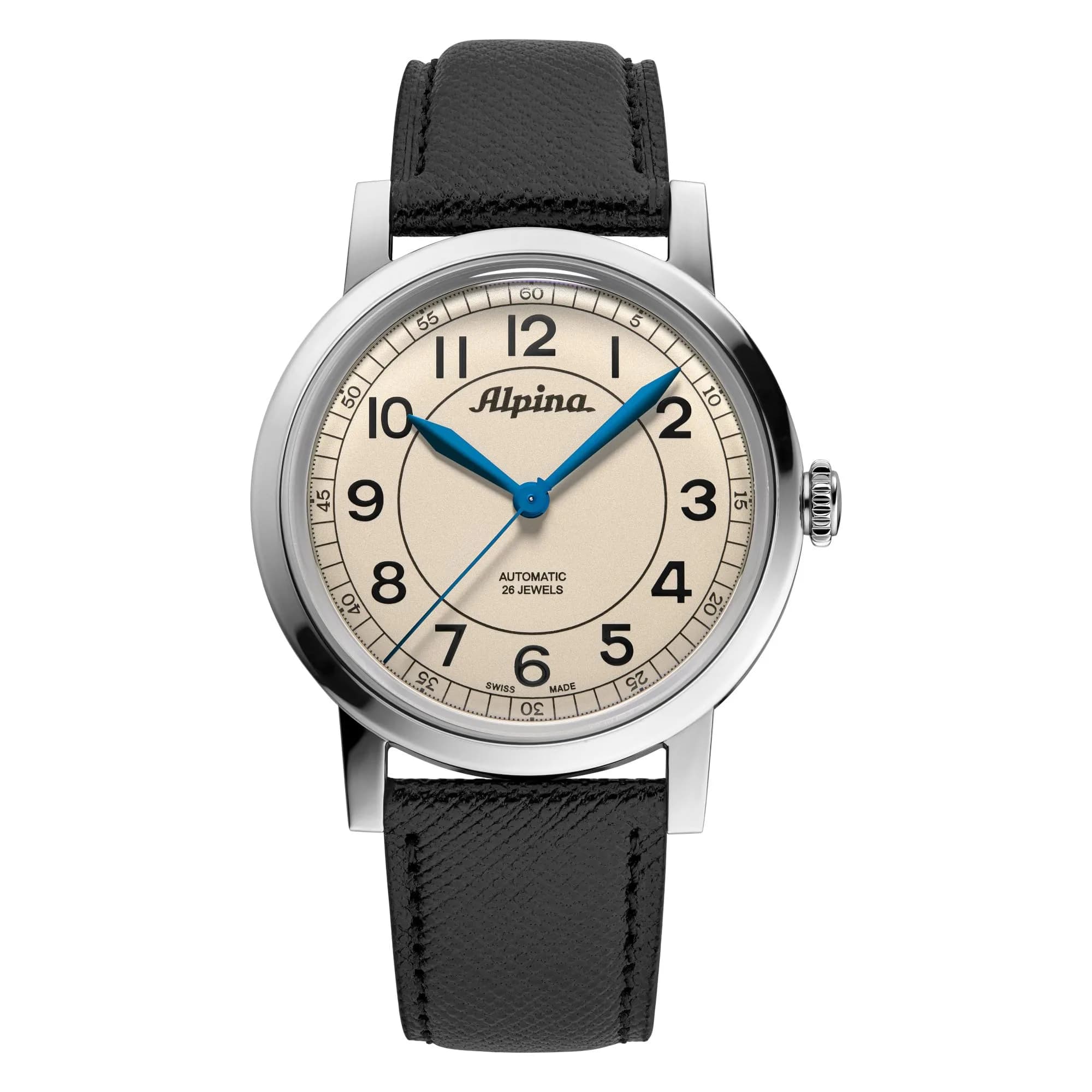 Alpina Heritage Automatic Watch 38mm Beige Dial Black Leather Strap