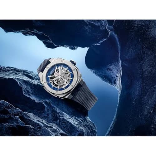 Alpina Men's Automatic Alpiner Watch, Blue Rubber Strap, Blue Dial | Swiss-Made Mechanical Sport Watch thumbnail 3