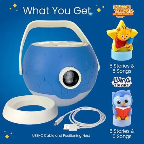 LUNA STORYTIME Kids Book Projector - 5 Daniel Tiger & Fairytale Stories, 10 Songs, Ages 3+ | Screen-Free Bedtime Fun thumbnail 3