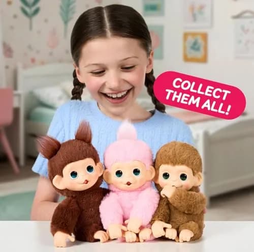 Little Live Pets Baby Monkey Minis Pepi Peach Interactive Toy 18 cm (7.4 in) | ASTM-Tested Educational Toy thumbnail 3
