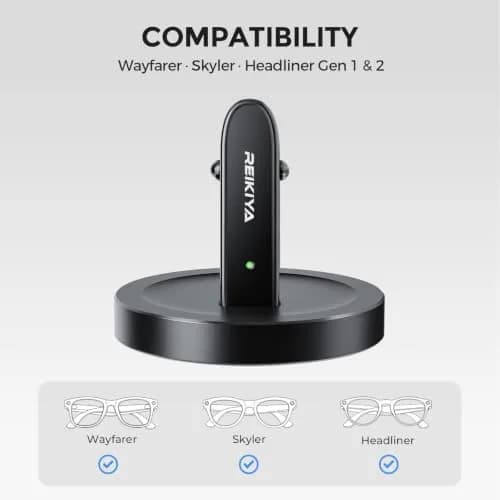 REIKIYA Charging Stand for Ray-Ban Meta Wayfarer/Headliner/Skyler Smart Glasses | 5W USB-C Dock thumbnail 2