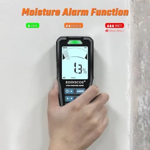 RDINSCOS Pinless Moisture Meter for Drywall & Concrete, Black | Non-Invasive Surface Scanner thumbnail 4