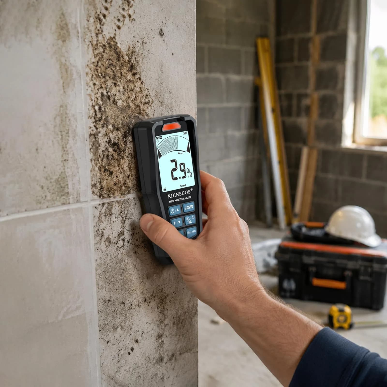 RDINSCOS Pinless Moisture Meter for Walls & Floors - Black | 19mm Deep Detection - view 3