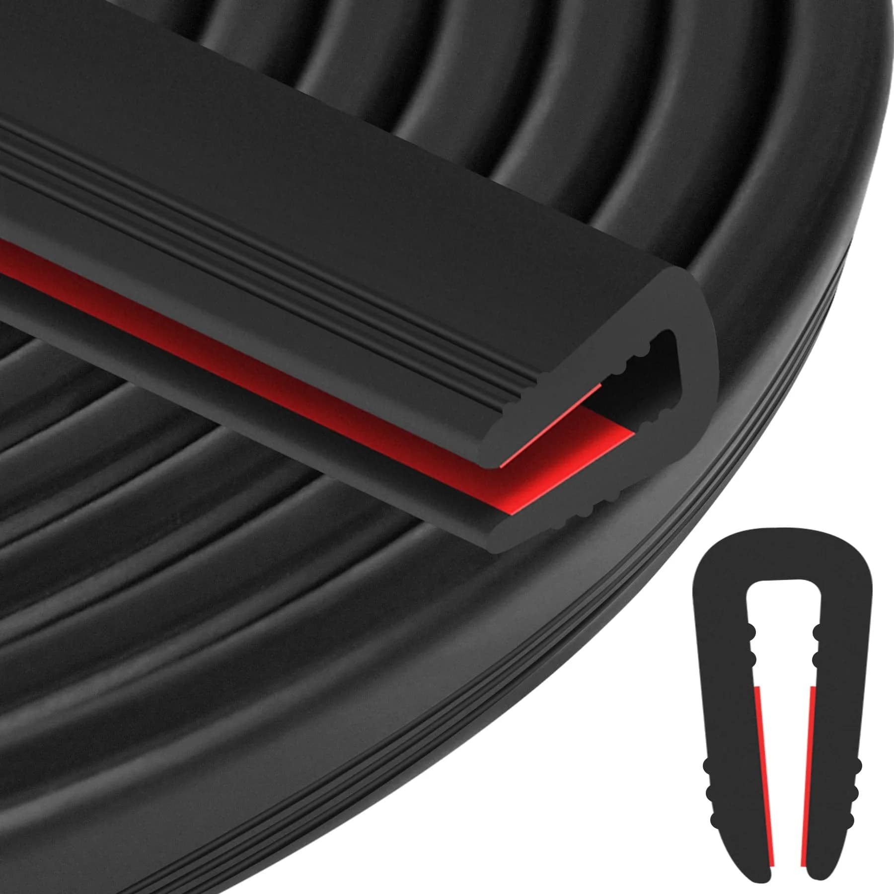 ToLanbbt Black EPDM Rubber Edge Trim 6.4mm (1/4") x 20ft | Self-Adhesive U Channel Seal for Cars & Metal Edges — Black