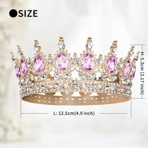Onedor Queen Crown Tiara for Women, 4.9 inch Diameter | Sparkling Rhinestone Birthday Crown thumbnail 2